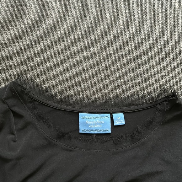 Simply Vera Wang Black Ruched Side Long Sleeve Midi Dress - Picture 6 of 8